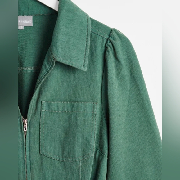 NWT OLIVER BONAS Washed Green Herringbone Jumpsuit Size 6 - Picture 8 of 11